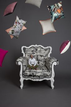 Fauteuil Baroque & coussins - Tissus J.P Gaultier